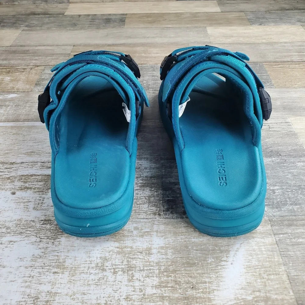 Seichi YOROI V2 Mens Slides Sandals Sz 10 Forrest Green Hook-and-Loop Straps